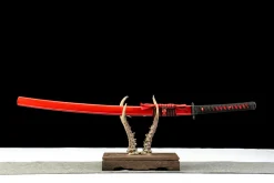Crimson Eclipse - Handsmitt Katana av 65Mn Spring Steel