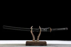 Golden Ink Feather - Handsmitt Katana av Lerherdat Damaskusstål
