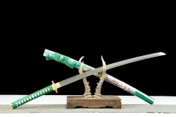 Alternative view of Wind Strike Tiger - Handsmitt Katana av Lerherdat Damaskusstål