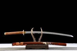 Alternative view of Black Gold Brown Weave - Handsmitt Katana av T10 verktygsstål
